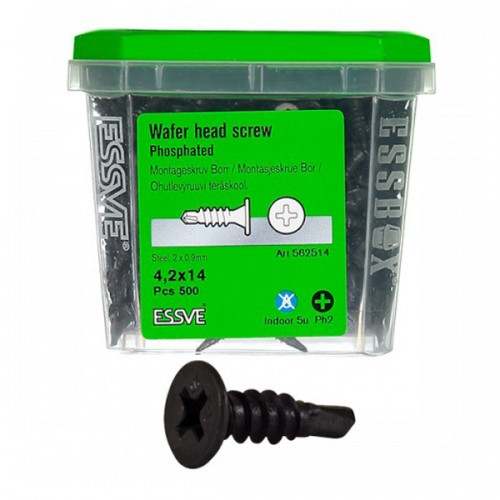Саморізи ESSVE монтажні, 4,2*14 мм фосфат. PH2 (500 шт/уп)