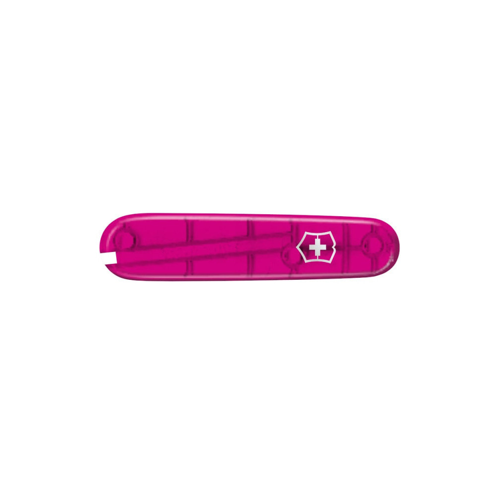 Накладка на ніж "Victorinox" 84мм pink transparent передня з лого (kVa+)