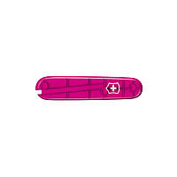 Накладка на ніж "Victorinox" 84мм pink transparent передня з лого (kVa+)