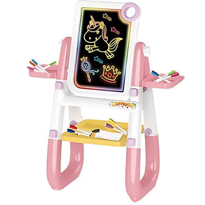 Мольберт для дітей Дошка для малювання поличка 4 маркери та 8 маркерів на водній основі яскраве підсвічування 3в1