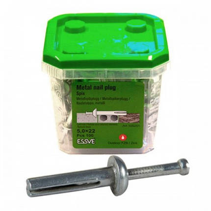 Дюбель ESSVE SPIX цвяхом, 5*22 (100 шт./пач.), фото 1