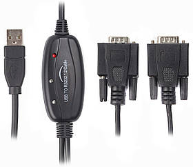 Кабель-перехідник USB 2.0-2х COM (9+25pin), 1.4 м Viewcon VE591 - MegaLavka