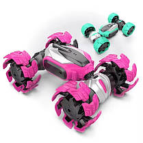 Машинка трансформер-перевертиш на радіокеруванні з торсіонною підвіскою, рожева, фото 3