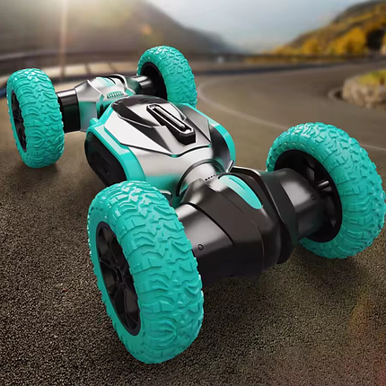 Машинка на радіокеруванні трюкова трансформер з гумовими колесами, зелена, фото 1