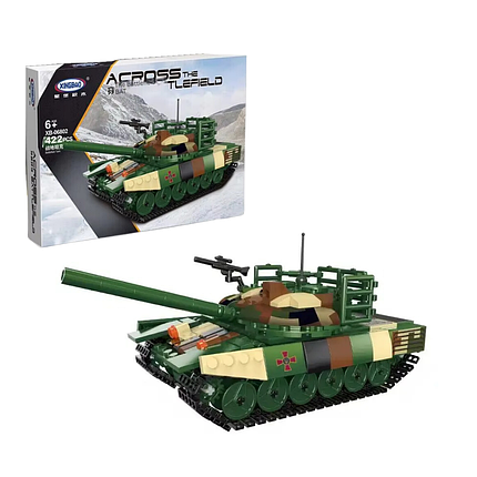 Конструктор дитячий Танк "ЗСУ" військовий ігровий із захисною решіткою на вежі на 422 деталі, фото 1