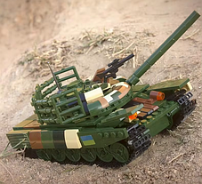 Конструктор дитячий Танк "ЗСУ" військовий ігровий із захисною решіткою на вежі на 422 деталі, фото 2