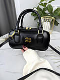 Жіноча сумка Miu Miu Arcadie Leather Bag черная, фото 6