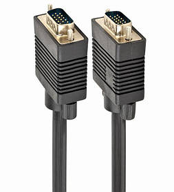 Кабель premium VGA, 3+ 9C HD15M, з 2-ма феритами, 15 м Cablexpert CC-PPVGA-15M-B - MegaLavka