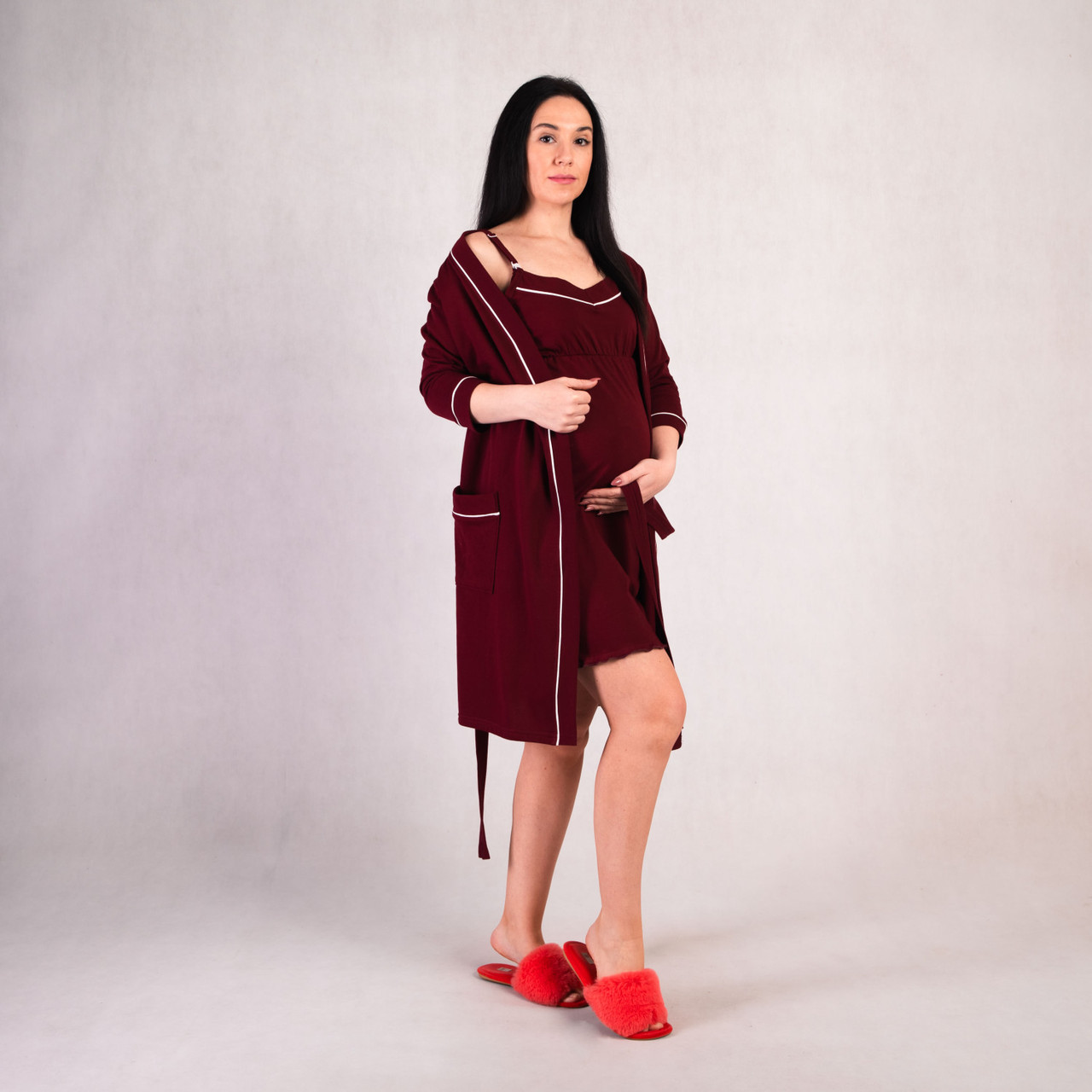 Комплект теплий для вагітних і мам-годувальниць бордовий р.44-60