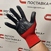 Рукавички синтетичні червоні з чорним нітриловим покриттям SEVEN 69712 "б" р.10