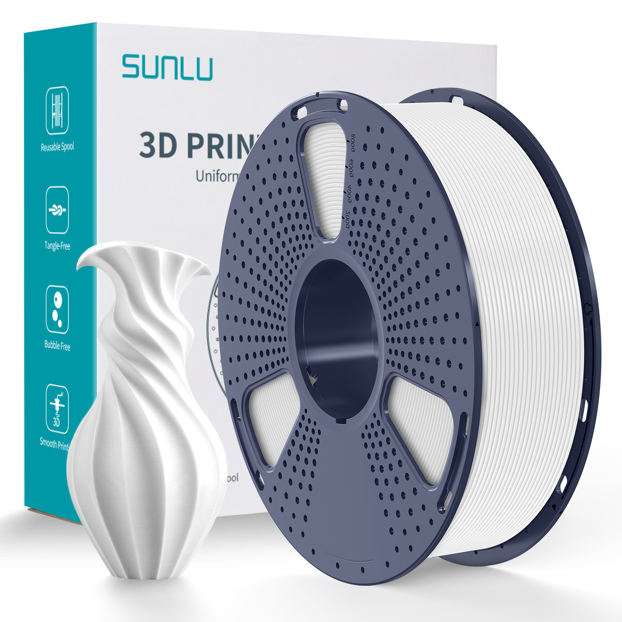 Пластик филамент SUNLU PLA White (02240908Z), 1.75mm, 1kg, Білий