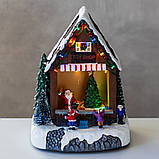 Новорічна карусель з підсвіткою і музикою "Санта на ярмарку", 19х25,5 см, фото 4