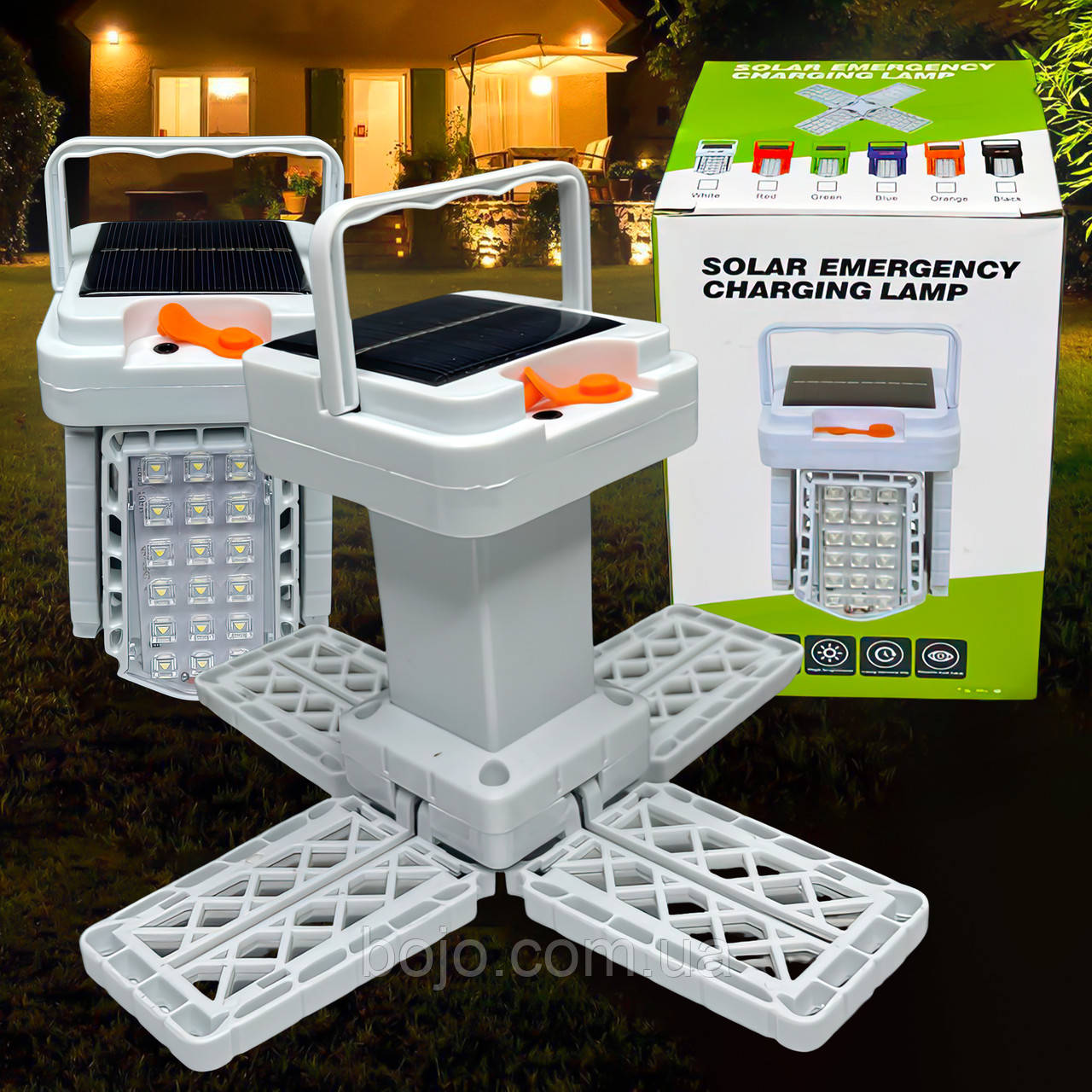 Портативний складаний кемпінговий акумуляторний ліхтар на сонячній батареї із зарядкою USB 72 LED UKC 2030/ 8063