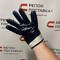 Рукавички трикотажні з нітриловим покриттям жорсткий манжет сині SEVEN р.10
