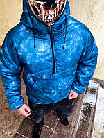 Утеплений чоловічий синій анорак з капюшоном Infinity Style Shop