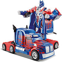 Машинка на радіокеруванні Трансформер із підсвічуванням Оптимус Прайм Синій