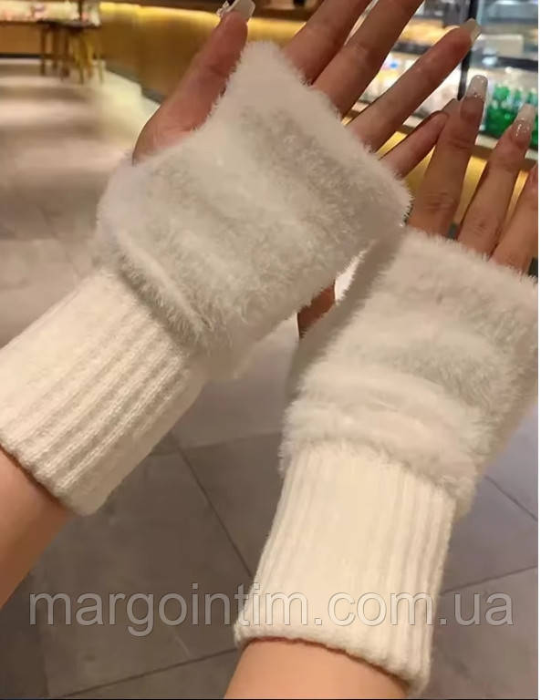 Мытенки / Рукавички /Короткі в'язані мітенки, рукавички без пальців, жіночі рукавички., фото 1