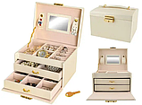 Шкатулка футляр скринька для коштовностей прикрас бежевий Beautylushh 6347, фото 2