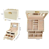 Шкатулка футляр скринька для коштовностей прикрас бежевий Beautylushh 6347, фото 5