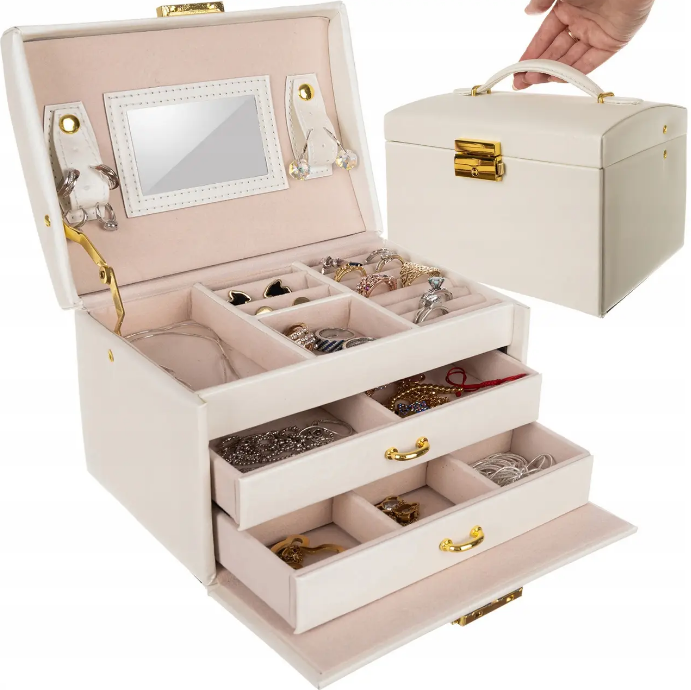 Шкатулка футляр скринька для коштовностей прикрас бежевий Beautylushh 6347, фото 1