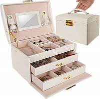 Шкатулка футляр скринька для коштовностей прикрас бежевий Beautylushh 6347