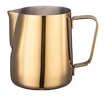 Пітчер молочник 350 мл для еспресо золотистий VD Coffee з нержавіючої сталі для молока Молочник для кави з носиком