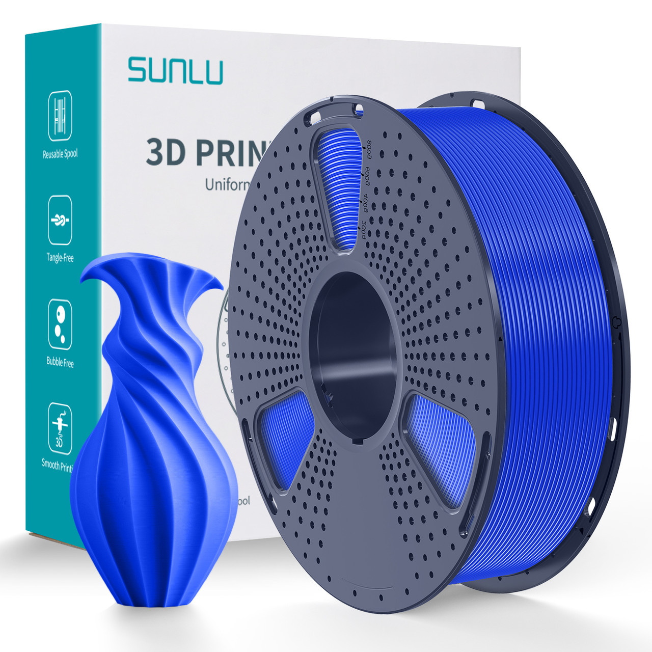 Пластик/філамент для 3D-друку SUNLU PLA Blue (04840908Z), Reusable Spool, 1.75mm, 1kg, 330m, 200-240°C / Синій