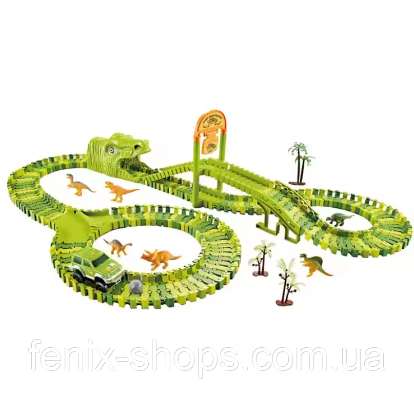Дитячий автотрек із динозаврами Dinosaur Track Toys 168+29 деталей