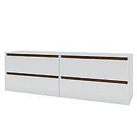 Довга тумба під телевізор із чотирма шухлядами без ручок Ідея 520/1600 Німфея Альба/ Дуб Артизан Garant