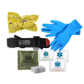 Набір кровоспинний EDC Med Kit (турнікет CAT 7, бандаж Olaes Modular 6, гемостатичний бинт QuikClot)