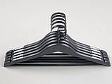 Плічка вішалки тремпеля дерев'яні чорного кольору, довжина 44 см, в упаковці 5 штук, фото 3