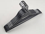 Плічка вішалки тремпеля дерев'яні чорного кольору, довжина 44 см, в упаковці 5 штук, фото 4