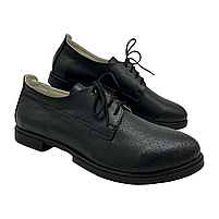 Жіночі туфлі із натуральної шкіри чорного кольору на шнурівці «Style Shoes», фото 3