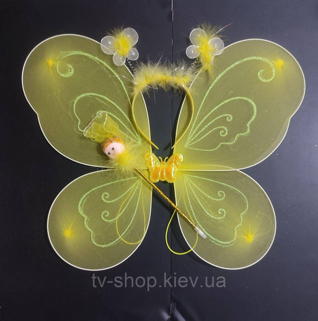Карнавальні крила Метелик жовтий 3 в 1, фото 1