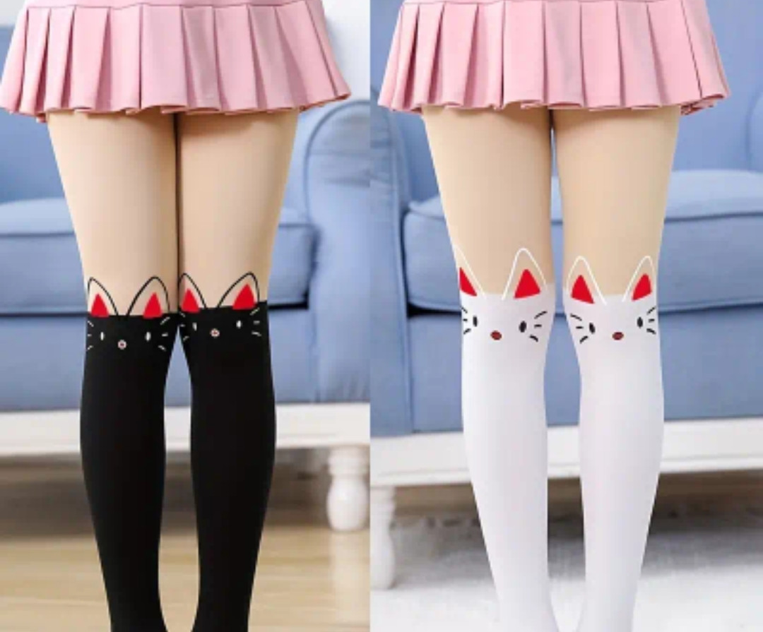 Колготки дитячі капронові для дівчинки "Котики" зріст 128-134 Білі, фото 1