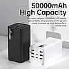 Зовнішній акумулятор повербанк power bank Konfulon J13 Joko 50000mAh |6USB/Type-C, QC/PD, 22.5W/5A| White, фото 6