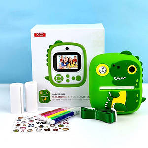 Дитячий фотоапарат XO XJ05 12М моментального друку, MP3 Селфі Зелений Діно