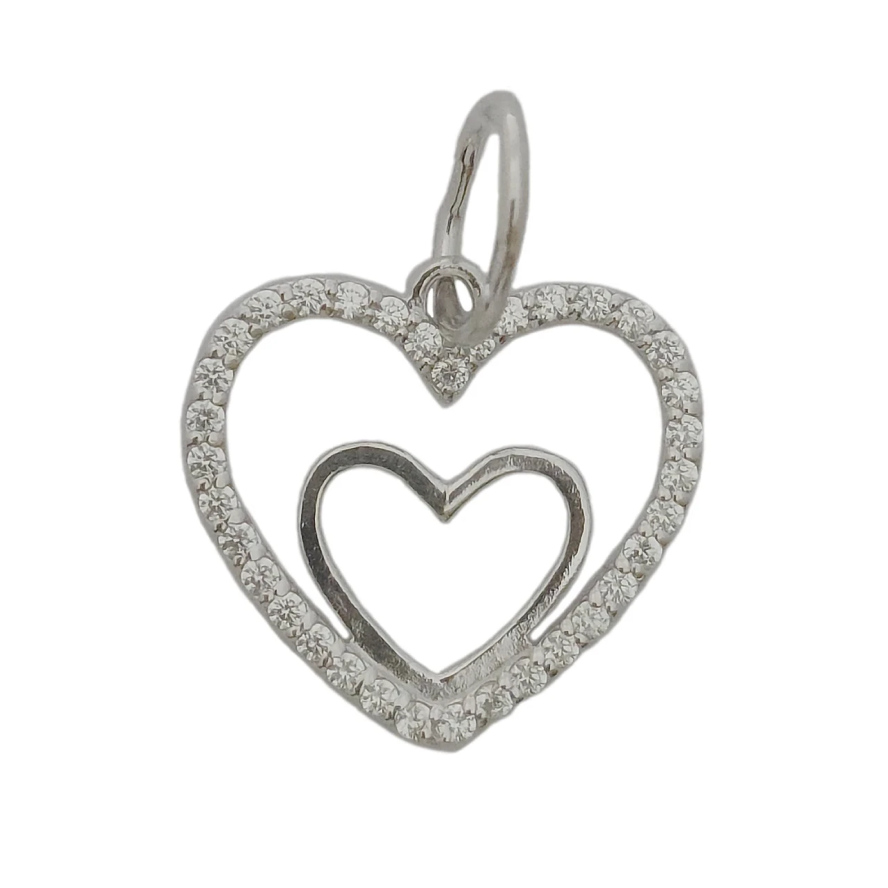 Срібна підвіска Серце в серці з фіанітами 0351-р, фото 1