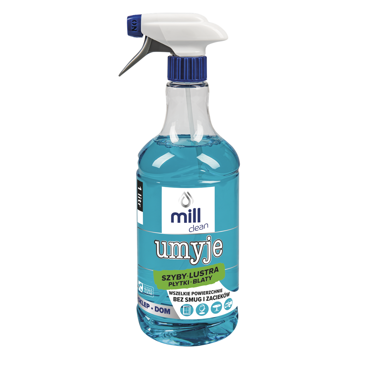 Засіб для миття вікон, дзеркал і стільниць 1 л, ТМ MILL Clean