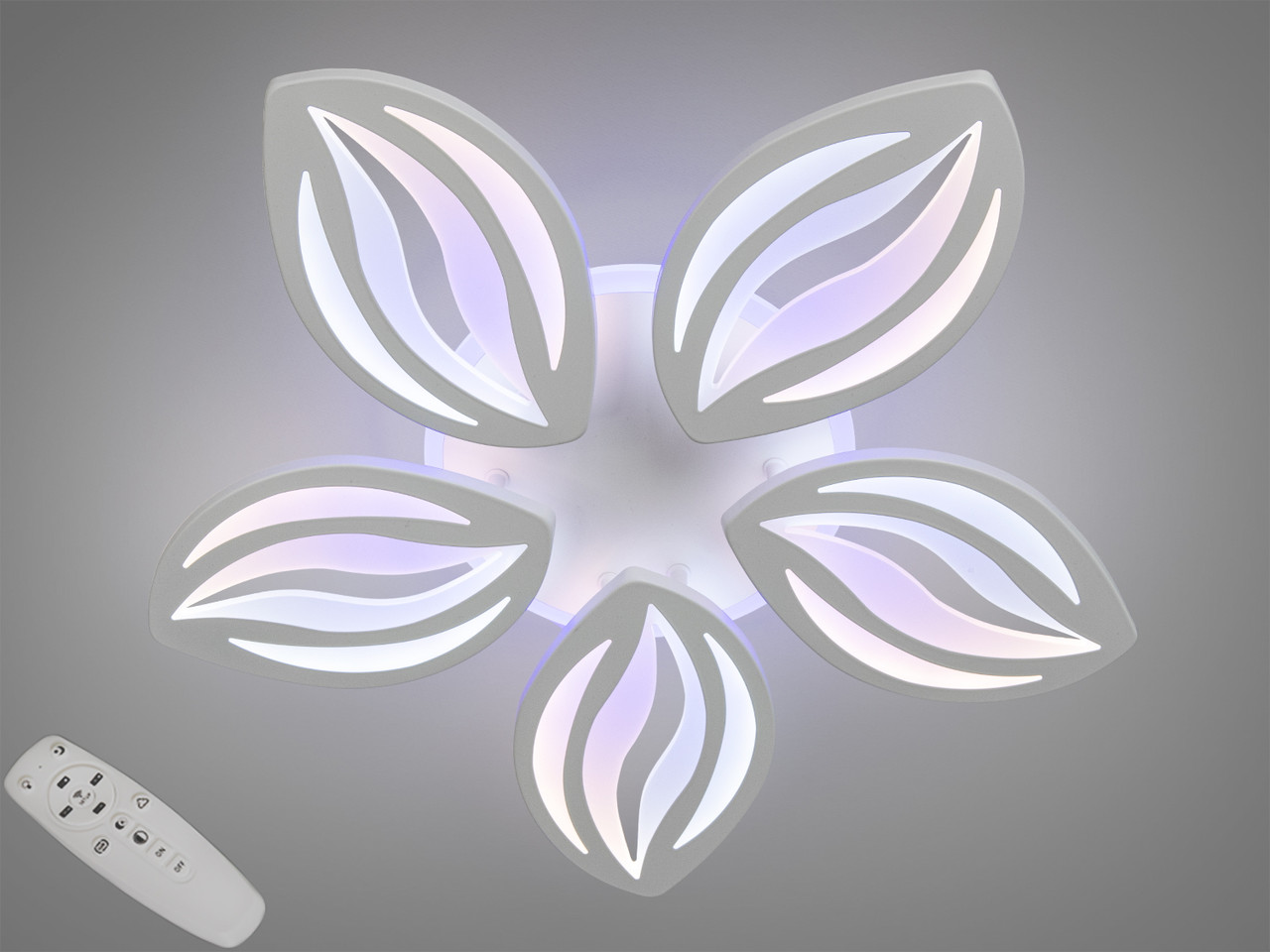 Біла Led-люстра світлодіодна з пультом на 95 Вт до 18 м² 8092/5 WH LED 3color dimmer, фото 1