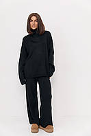 Теплий в'язаний жіночий костюм oversize — чорний колір, ONE SIZE (є розміри)