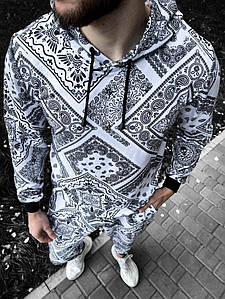 Чоловічий стильний костюм двійка з абстрактним принтом