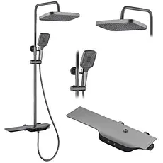 Душова система з термостатом, дисплеєм температури та світлодіодним підсвічуванням, збройова сталь-stryqq