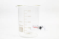 Склянка низька Н-1-3000 ТС зі шкалою з термостійкого скла (ГОСТ 25336-82)