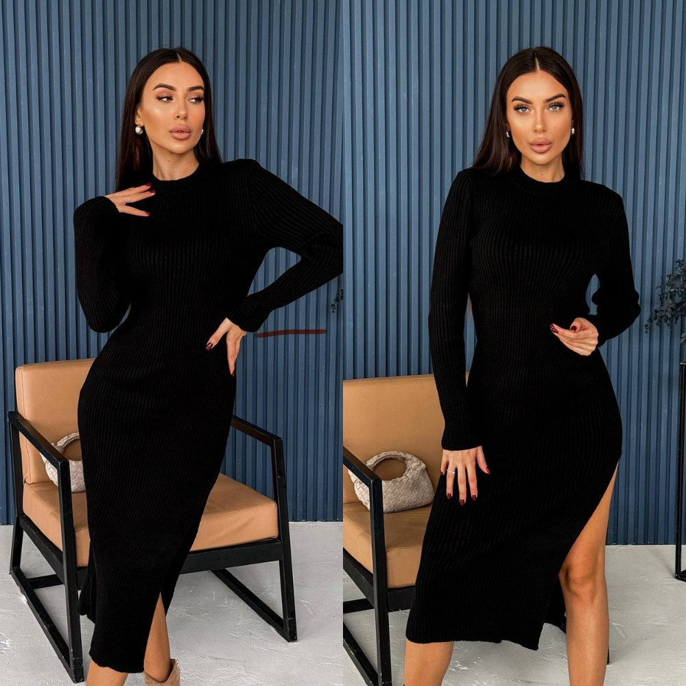 В'язане плаття з розрізом на нозі, фото 1