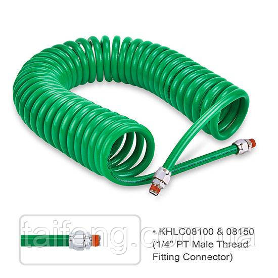 Шланг для компресора спіральний поліуретановий 8*12 мм 10 м 1/4" зовнішня різь TOPTUL KHLC08100