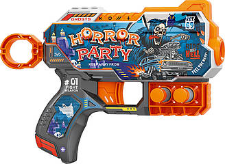 Іграшковий дитячий  пістолет мех. з м'якими набоями (6 шт.) (Вечірка жахів) (20 х 13.5см)