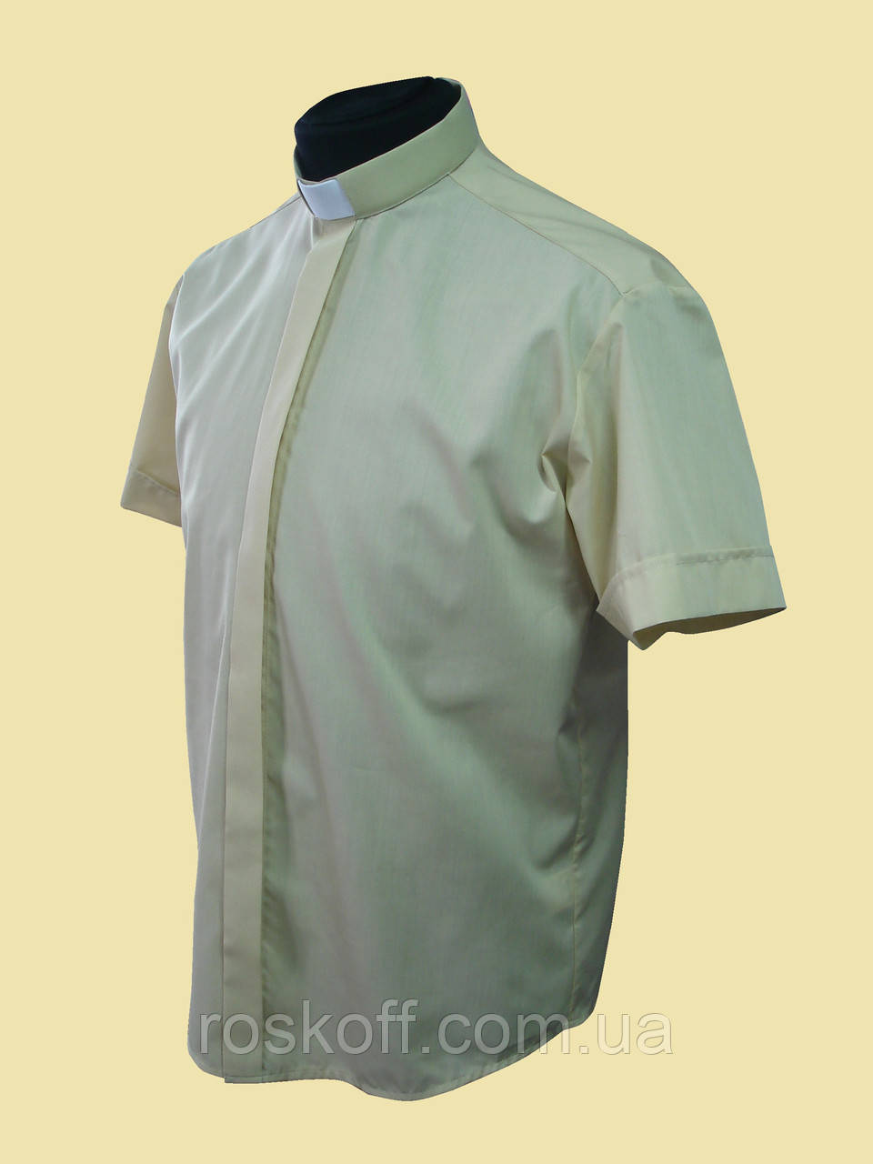 Рубашка для священников темный беж с коротким рукавом - фото 2 - id-p31097757