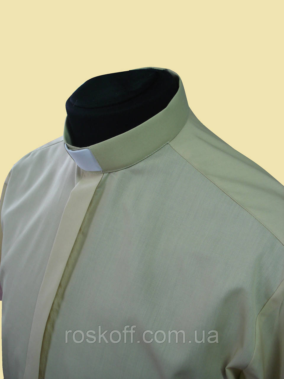 Рубашка для священников темный беж с коротким рукавом - фото 3 - id-p31097757