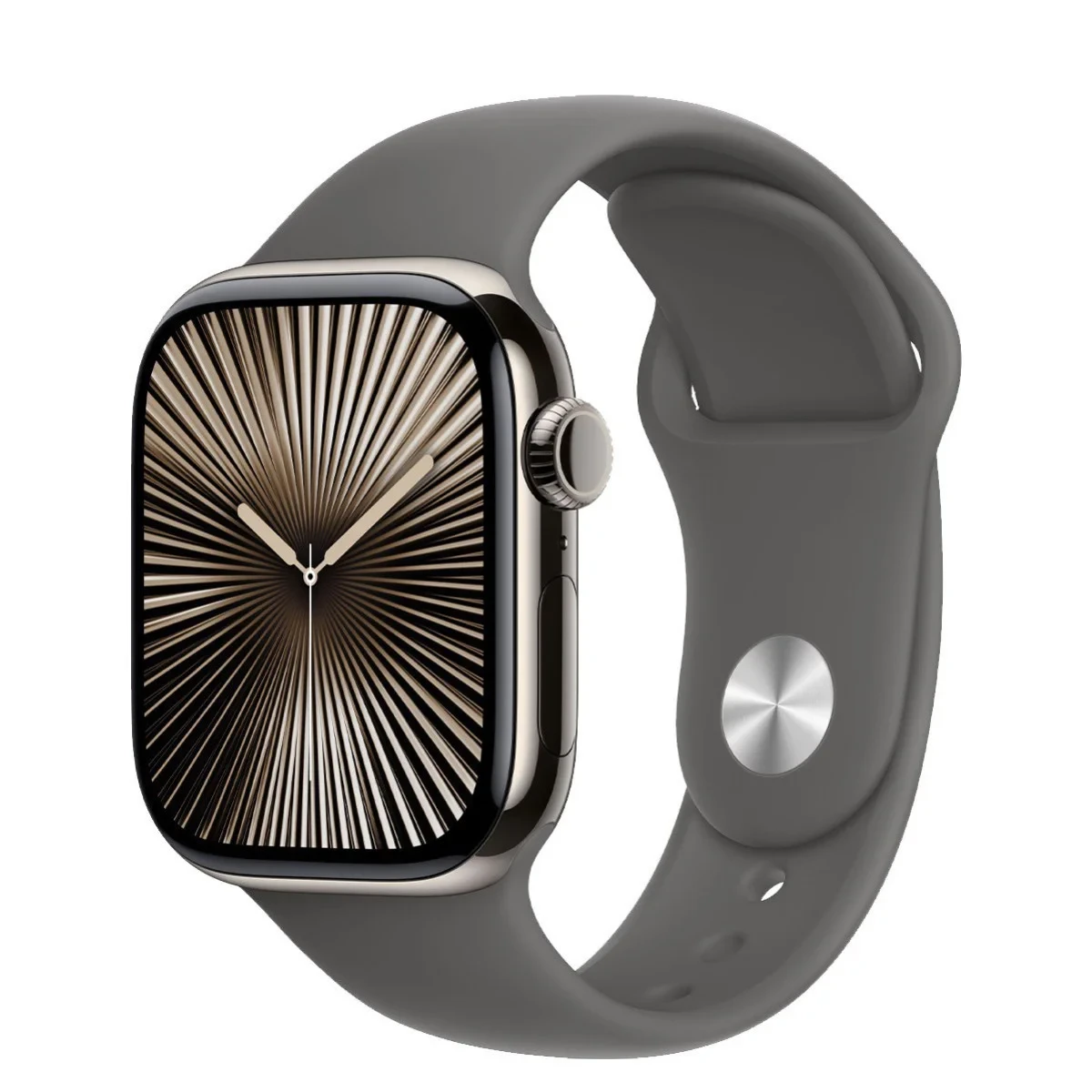 Смарт-годинник Apple Watch Series 10 GPS + Cellular 46mm Natural Titanium Case w. Stone Grey Sport Band - M/L (MWYA3)